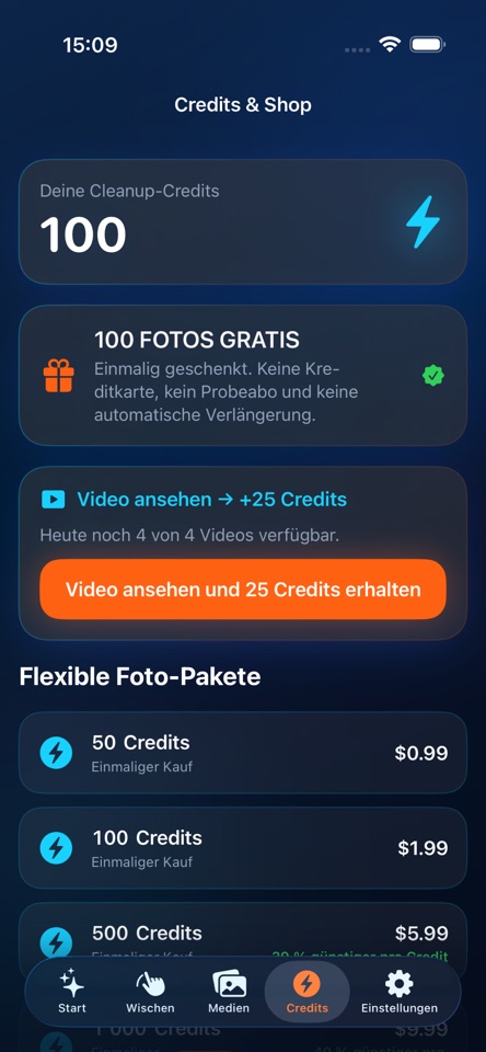 SwipeMyGallery – Credits und Shop mit regionsabhängigen Preisangaben